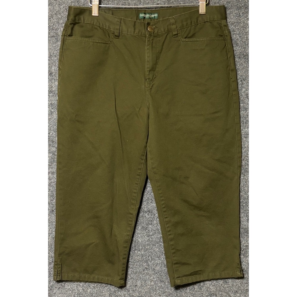 Lauren Ralph Lauren Women 8P Classic Midcalf Capris Green Olive Twill